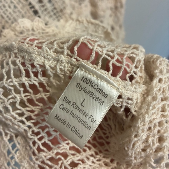 Blu Pepper Boho Crochet Tank Top Size Large Cream Lace Knit Festival Vest - Picture 6 of 7